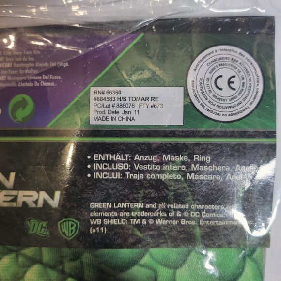 Kids Costume Green Lantern Tomar-Kids Large Size 12-14 Full Costume NEW - Picture 8 of 8